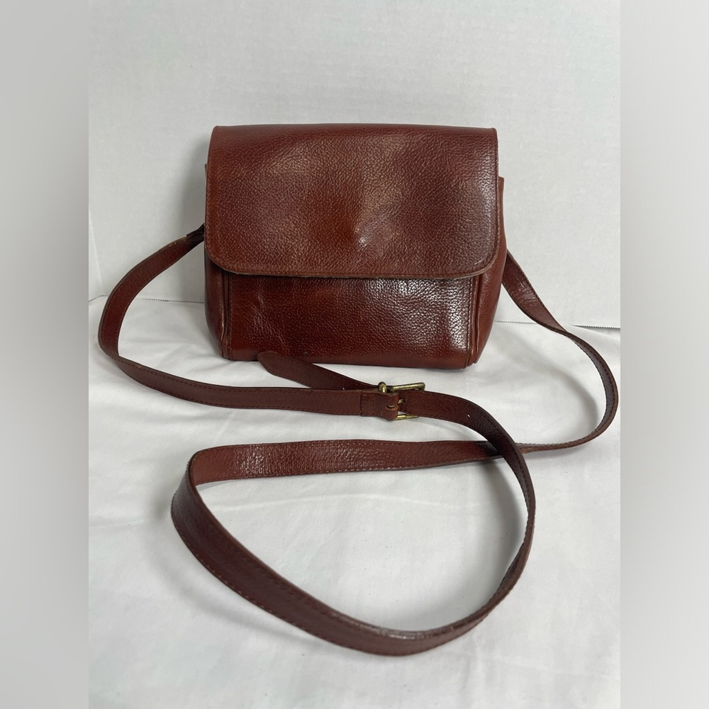 Vintage Brown Leather Furla Crossbody Bag